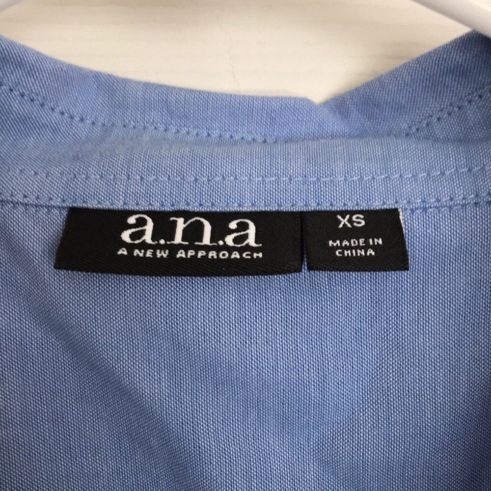 Off Shoulder Ruffle Button Collar Blouse Blue - Picture 2 of 5